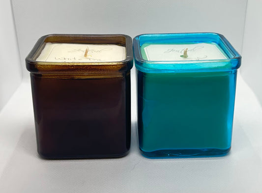 One of a Kinds!  8 oz. Glass Square Jar